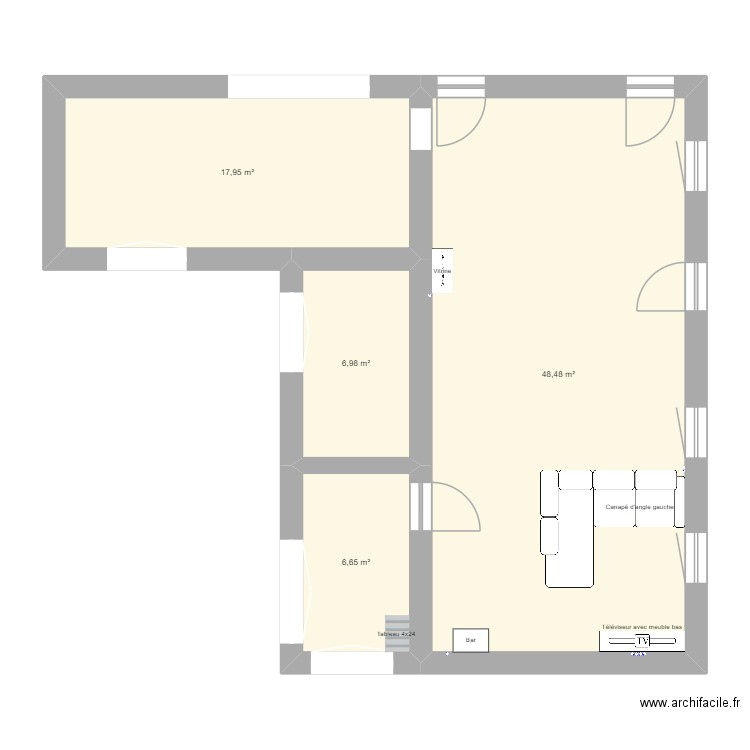 erin reno js. Plan de 4 pièces et 80 m2