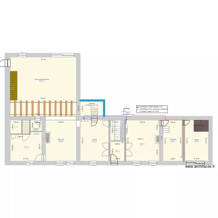 RDC Chace façade Ouest. Plan de 13 et 201 m² RDC Chace façade Ouest. Plan de 13 et 201 m²