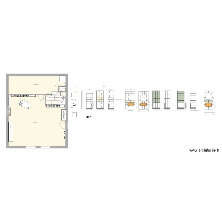 sdb haut 2025_70x90_carrelage120x60. Plan de 3 pièces et 74 m2