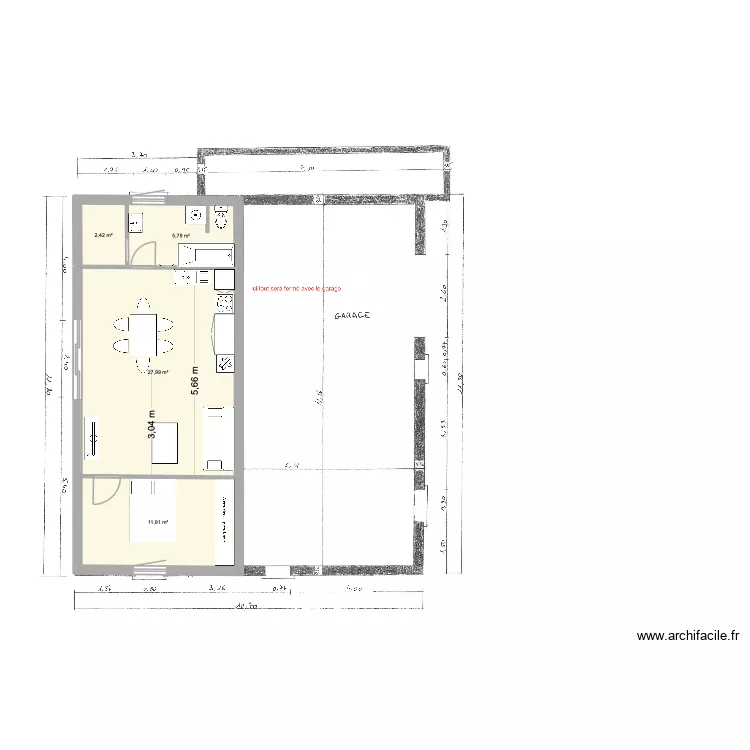 Studio maman 2. Plan de 4  et 48 m²