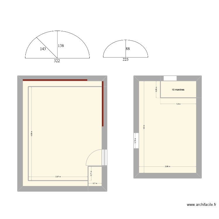 Montier. Plan de 5 pièces et 34 m2