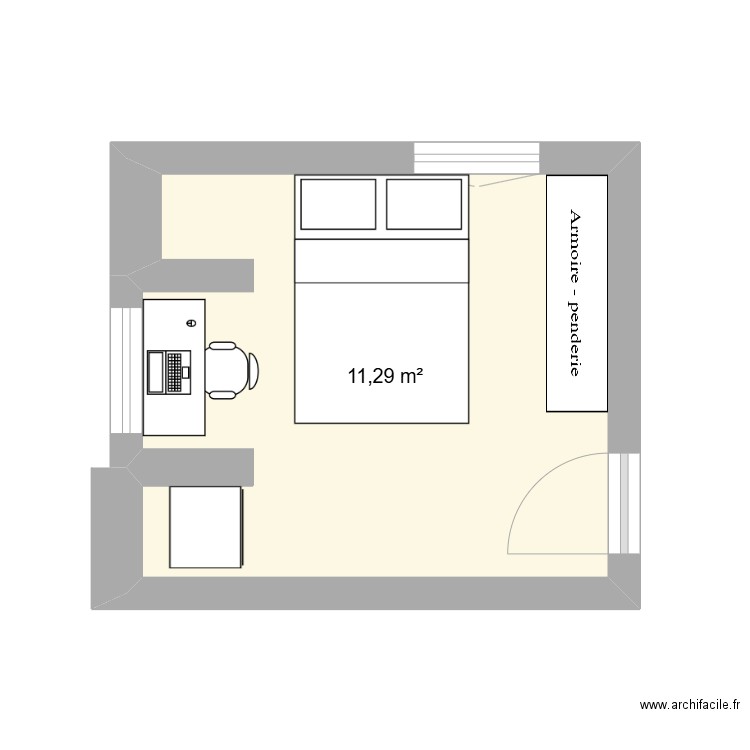 Chambre3. Plan de 1 pièce et 11 m2