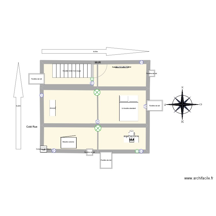 comblecalmette. Plan de 7 pièces et 42 m2