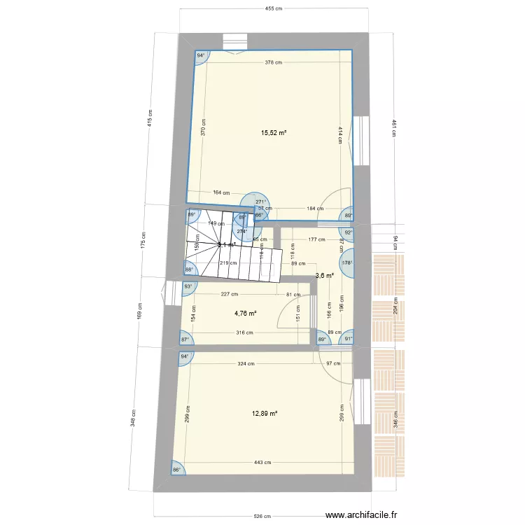 Naf plein sud escalier central. Plan de Naf plein sud escalier central. Plan de