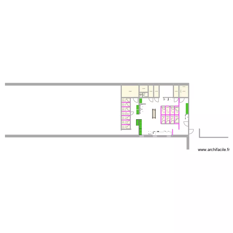 Vestiaires Alovive V2. Plan de 23  et 44 m²