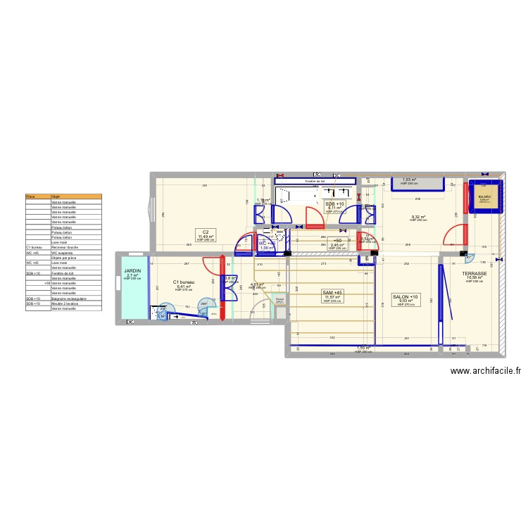 MAJO2 construction phase 1. Plan de 21 pièces et 85 m2