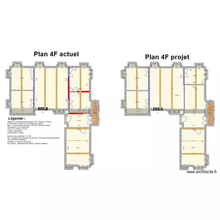 Plan 4F pour BE ing&eacute;nierie. Plan de 14  et 217 m²