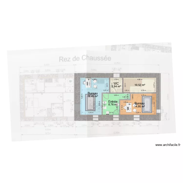 maison fran&ccedil;oise. Plan de 5  et 58 m²
