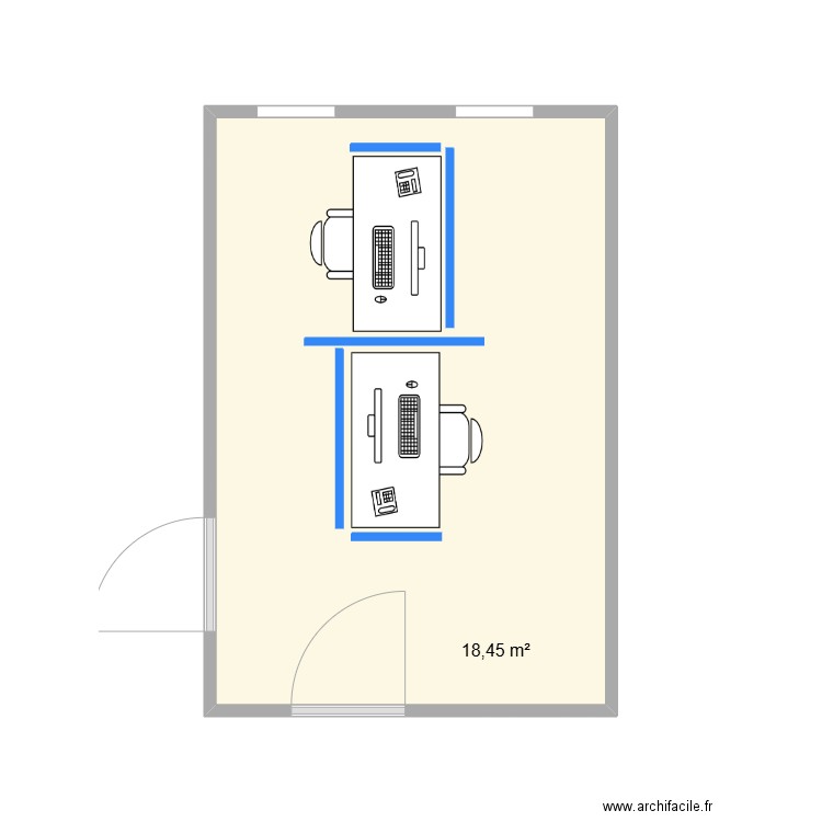 Pool téléphonique 2eme /proposition 3. Plan de 1 pièce et 18 m2