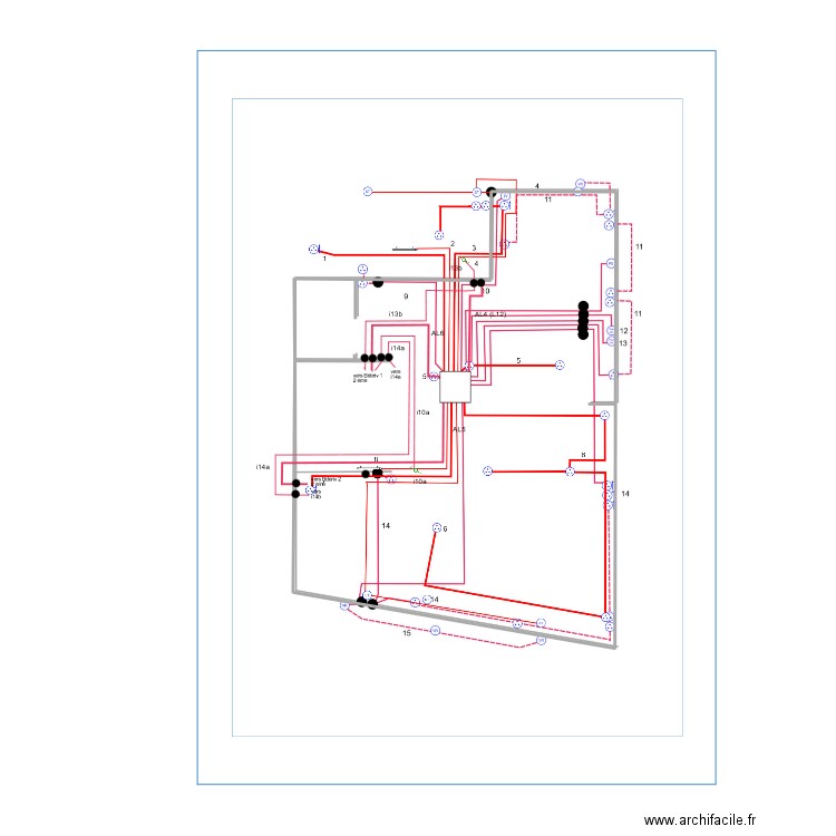 prise 1 er 2 eme + lum 2eme. Plan de 1 pièce et 46 m2