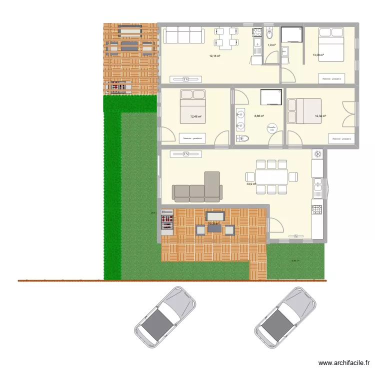 lardier adri 2 chambre. Plan de 19 Pièces et 223 m²