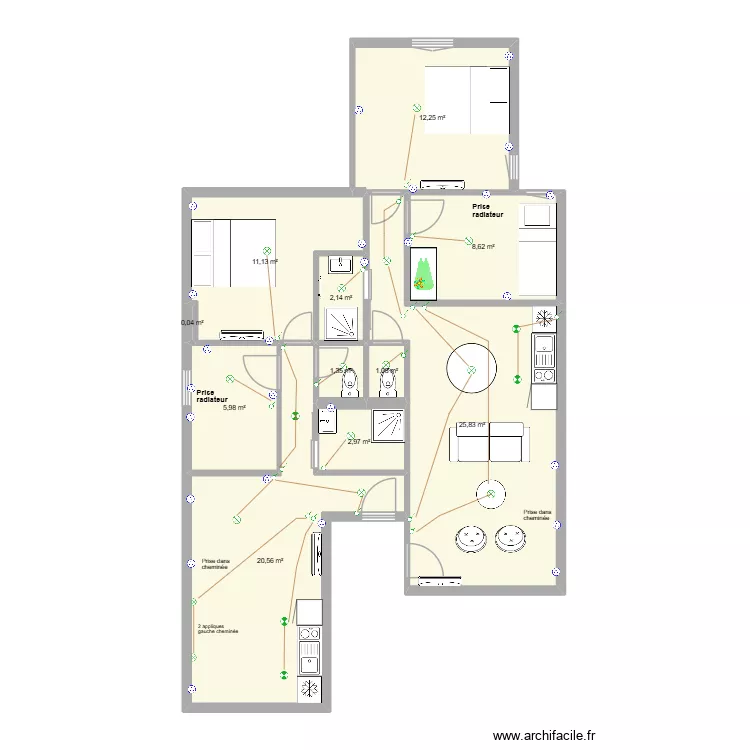Etage2 projet 3 - prises. Plan de 