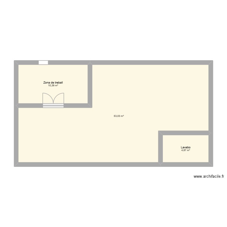 planta primera. Plan de 3 pièces et 68 m2