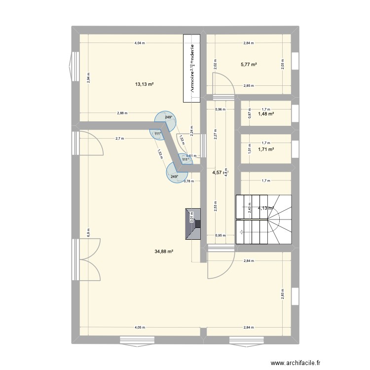 Maison Delort. Plan de 7 pièces et 66 m2