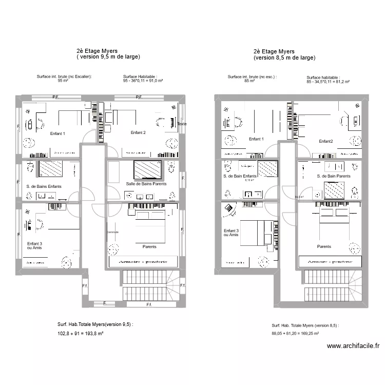 Maison 2 familles Myers-Simon  er Etage. Plan de 