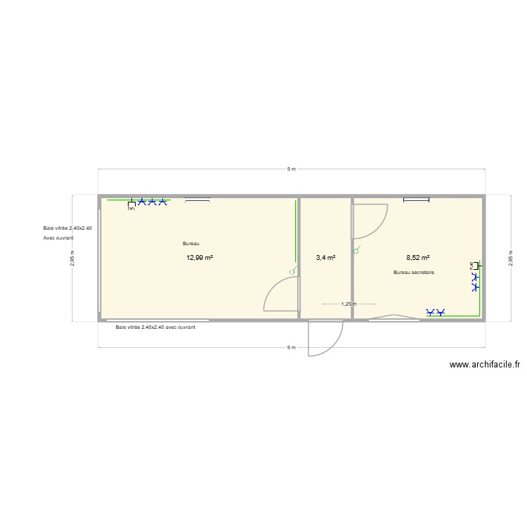 garage raymon. Plan de 3 pièces et 25 m2