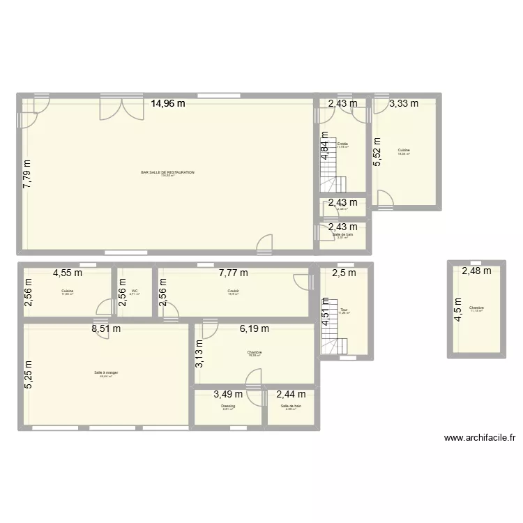 216 essarts les bucquoy. Plan de 14  et 286 m²