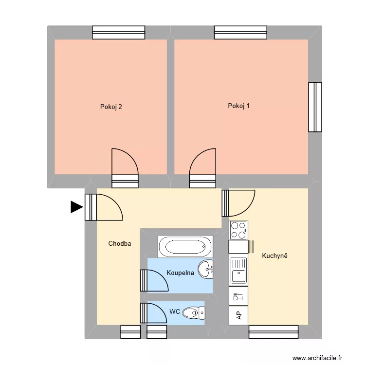 Středov&aacute; 436, byt 4. Plan de 12  et 177 m²