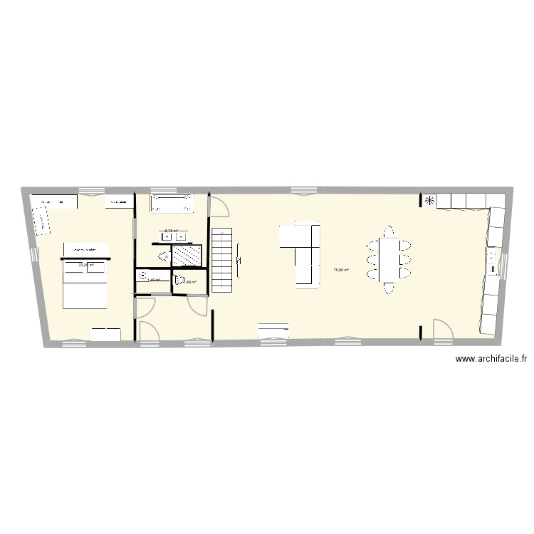 Plan avec vraies cotes. Plan de 5 pièces et 111 m2