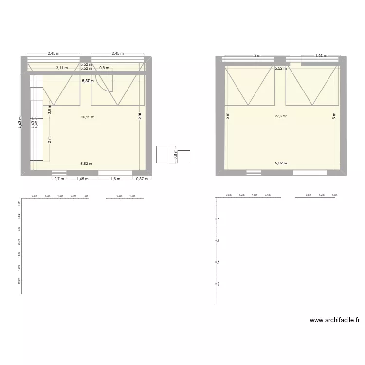 atelier Lise. Plan de 2  et 54 m²