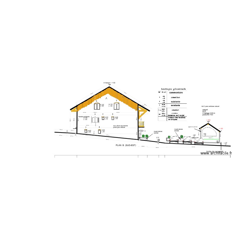 grange d. Plan de 2 pièces et 109 m2