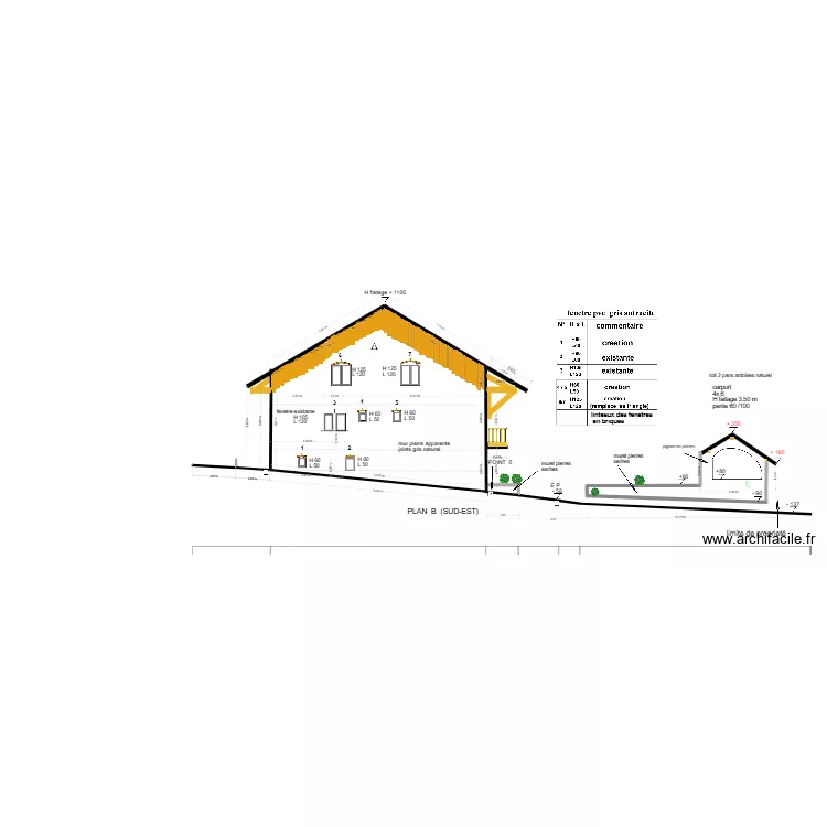 grange d. Plan de 2  et 109 m²