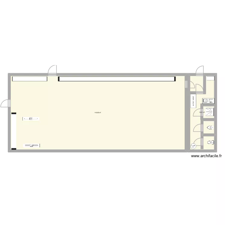salle de danse 2. Plan de 2  et 165 m²