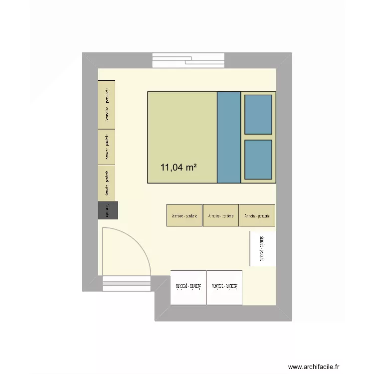 Ma chambre 1. Plan de 1  et 11 m²