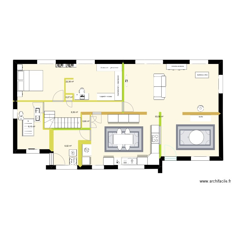 MODIF SDB. Plan de 7 pièces et 109 m2
