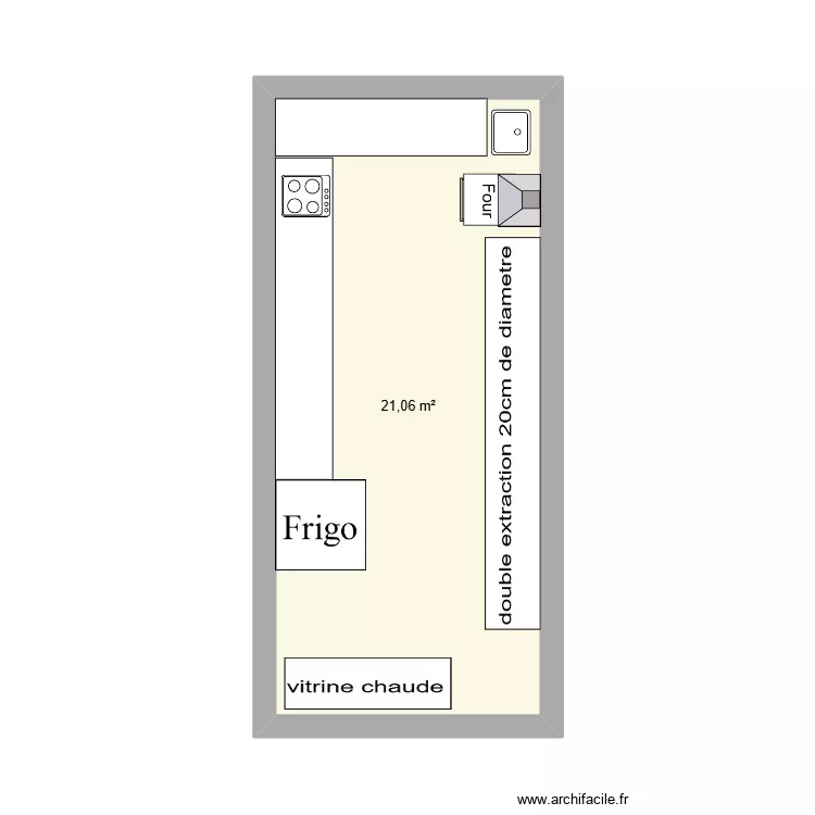 r&ocirc;ti&co. Plan de 1  et 21 m²