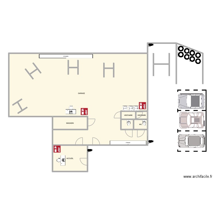 Plan garage. Plan de 7 pièces et 153 m2