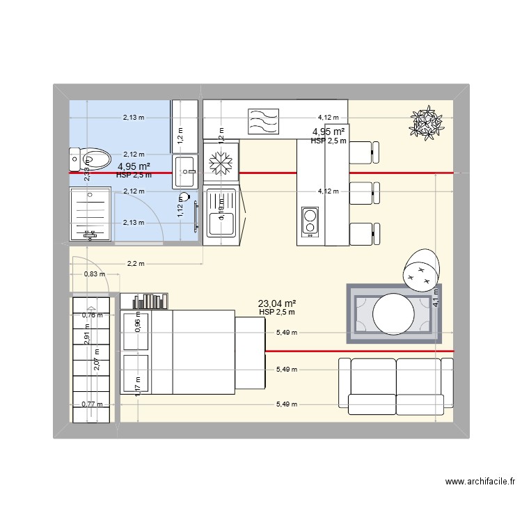 STUDIO CARANTEC. Plan de 3 pièces et 33 m2