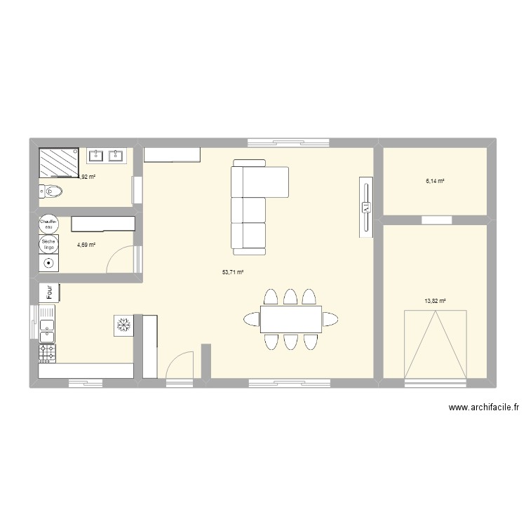 gitan. Plan de 5 pièces et 83 m2