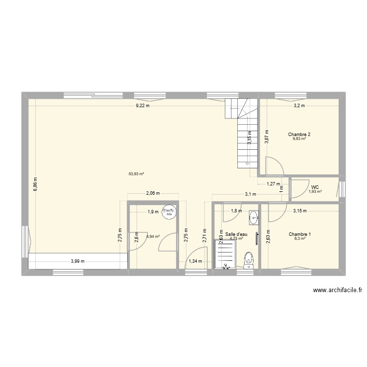 Marec Xavier RdC projet 2. Plan de 6 pièces et 84 m2