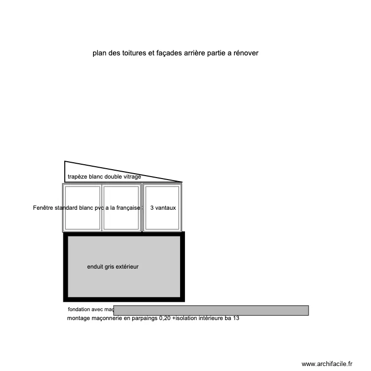 plan des toitures et fa&ccedil;ades arri&egrave;re. Plan de 