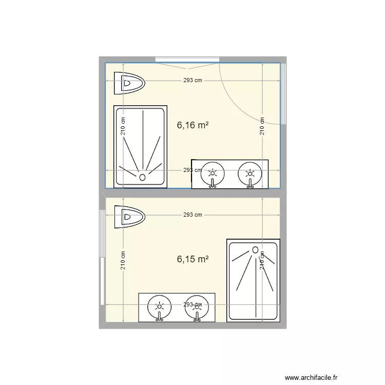 salles d'eau X2. Plan de salles d'eau X2. Plan de