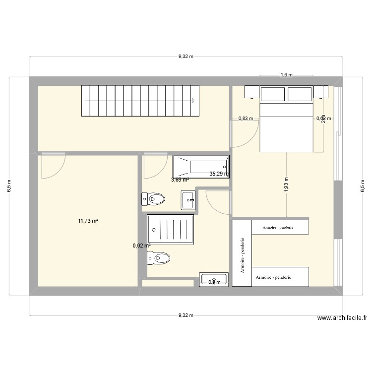 1er Claira 2 salles de bain complètes v3. Plan de 4 pièces et 51 m2