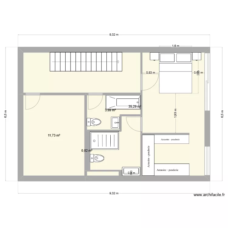 1er Claira 2 salles de bain compl&egrave;tes v3. Plan de 
