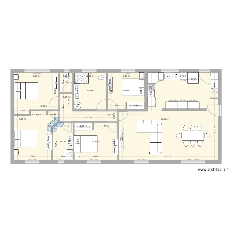 COLOC LES PEUX. Plan de 7 pièces et 115 m2