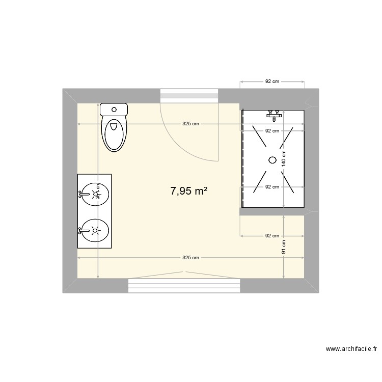 SDB JP et sylvie. Plan de 1 pièce et 8 m2