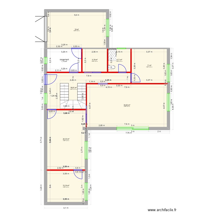 ESMANN. Plan de 9 pièces et 126 m2