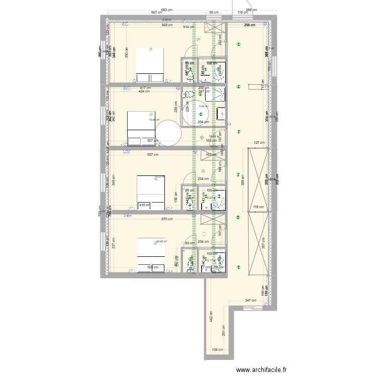 Projet Aubrac. Plan de 15 pièces et 131 m2