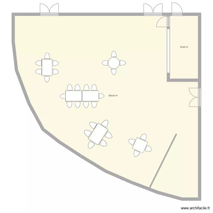 Restau Pommeraie. Plan de 2  et 149 m²