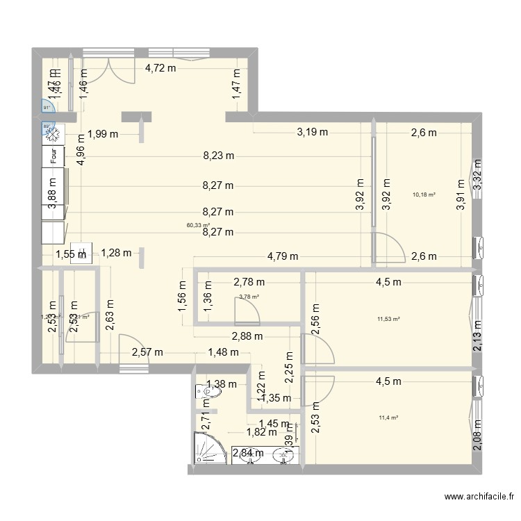 AIX. Plan de 7 pièces et 101 m2