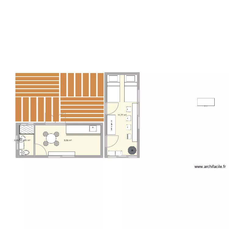 hutte de chasse. Plan de 4  et 23 m²