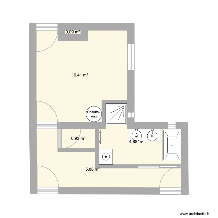 134 Fbg Poissonière v3. Plan de 5 pièces et 22 m2