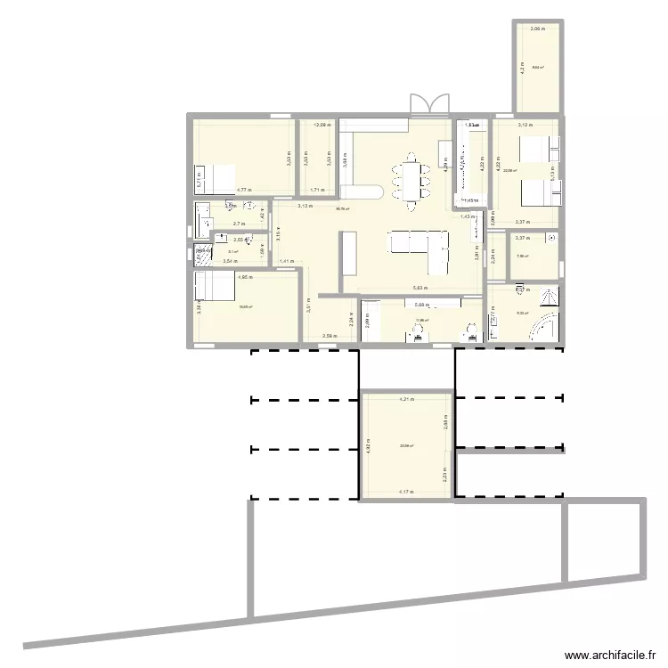 plein pied. Plan de 9 et 198 m² plein pied. Plan de 9 et 198 m²