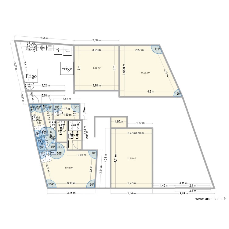 Etage New apres travaux. Plan de 9 pièces et 50 m2