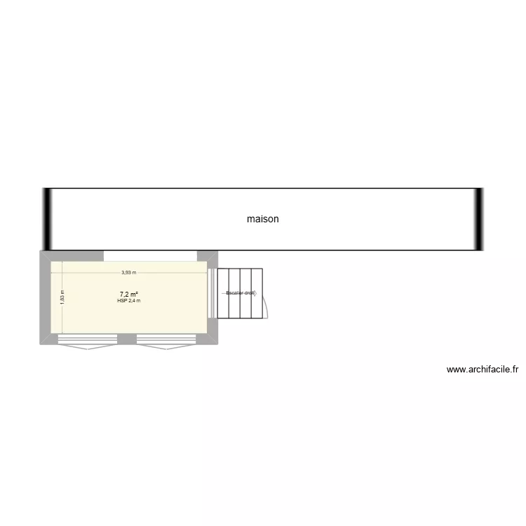 veranda. Plan de 1 pièce et 7 m²