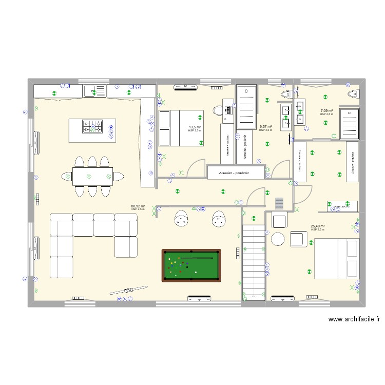 LOUP DE CHABANNE ELEC. Plan de 5 pièces et 137 m2